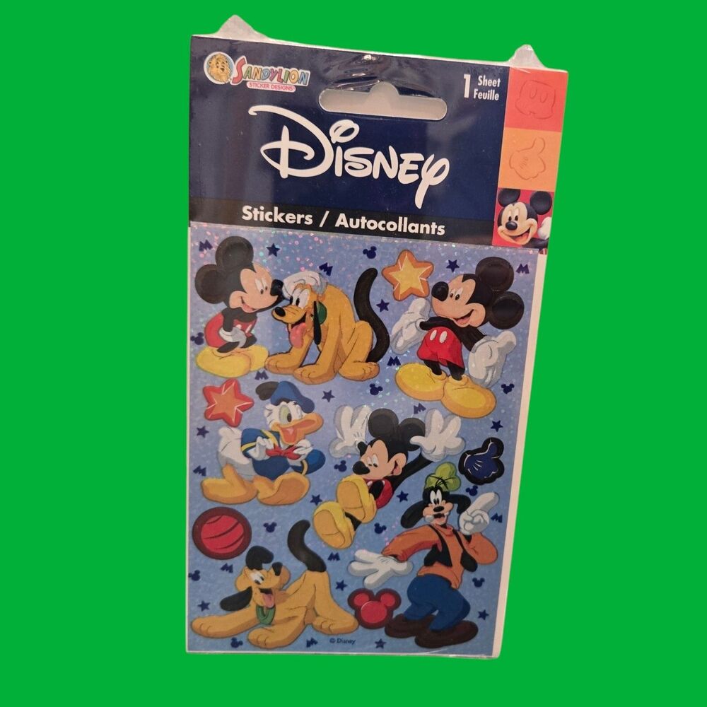 Vintage Sandylion Prismatic Disney Stickers-Mickey Mouse Pluto Donald Duck Goofy